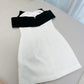 Cute Sheath Off The Shoulder Black Bowknot White Short Homecoming Dress Birthday Dresses C1880