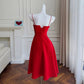 Simple A line Spaghetti Straps Red Knee Length Homecoming Dress Birthday Dresses C1881