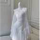 Fairytale A line Strapless White Chiffon Ruffles Homecoming Dress Birthday Dresses C1885