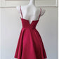 Simple A line Straps Burgundy ShortHomecoming Dress Birthday Dresses With Butterfly C1886