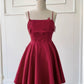 Simple A line Straps Burgundy ShortHomecoming Dress Birthday Dresses With Butterfly C1886