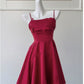 Simple A line Straps Burgundy ShortHomecoming Dress Birthday Dresses With Butterfly C1886