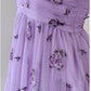 Vintage A line V Neckline Short Sleeves Lilac Tulle Flowers Prom Dress Evening Dresses C1887