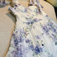 Sexy A Line Straps Sleeveless Floral Lilac Long Prom Dresses C1894