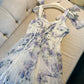 Sexy A Line Straps Sleeveless Floral Lilac Long Prom Dresses C1894