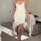 Cute A line Straps Ivory Short Chiffon Homecoming Dresses Cocktail Dress C1900