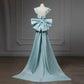 Simple Satin Green Long Prom Dress Formal Dress With Bowknot C1908