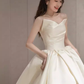 Unique Ball Gown Sweetheart Satin Long Wedding Dress C190