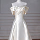 Timeless A-Line Off Shoulder Satin Wedding Dresses With Ruffles C1915