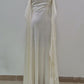 Elegant Ivory Satin Long Simple Evening Dress Prom Dresses C1916