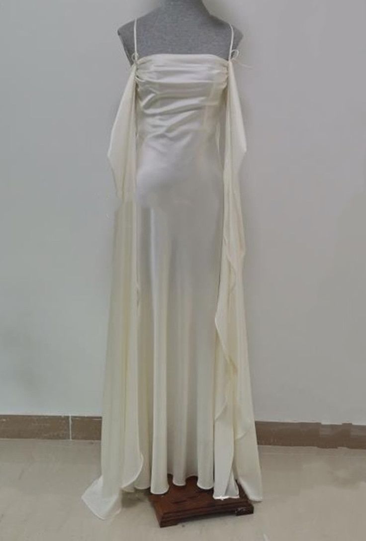 Elegant Ivory Satin Long Simple Evening Dress Prom Dresses C1916