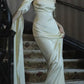 Elegant Ivory Satin Long Simple Evening Dress Prom Dresses C1916