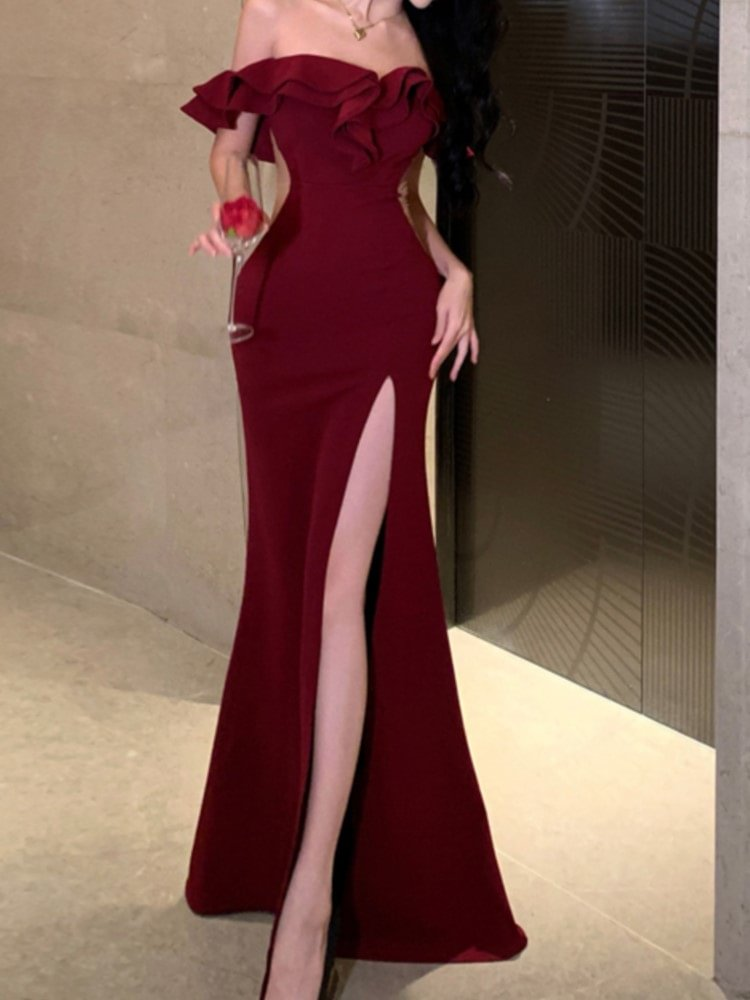 Sexy Bodycon Long Dresses for Women Ruffles Prom Dress Party Dress C1920