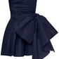 Cute Sheath Strapless Navy Blue Short Satin Homecoming Dresses Cocktail Dress With Bowknot C1927