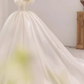 Unique Ball Gown Off The Shoulder Satin Long Wedding Dresses C192