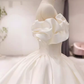 Unique Ball Gown Off The Shoulder Satin Long Wedding Dresses C192