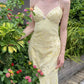 Elegant Mermaid Spaghetti Straps Yellow Chiffon Long Prom Dresses Evening Dress With Beads C1930