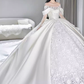 Unique Ball Gown Off The Shoulder Lace Long Wedding Dresses C193