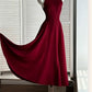 Elegant A Line Ankle Length Burgundy Prom Dresses Evening Dress C1949