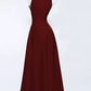 Elegant A Line Ankle Length Burgundy Prom Dresses Evening Dress C1949