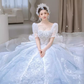 Fairytale Ball Gown Square Neckline Lace Long Wedding Dresses C194