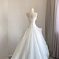 Chic Ball Gown Strapless Sleeveless White Tulle Wedding Dresses With Ruffles C1958