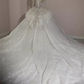 Fairytale Ball Gown High Neckline Tulle Sequin Long Wedding Dresses C195