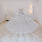 Fairytale Ball Gown Scoop Neckline Tulle Lace Long Wedding Dresses C196