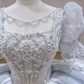 Fairytale Ball Gown Scoop Neckline Tulle Lace Long Wedding Dresses C196