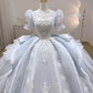 Fairytale Ball Gown Scoop Neckline Tulle Lace Long Wedding Dresses C196