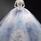 Fairytale Ball Gown Strapless Neckline Tulle Flowers Long Wedding Dresses C197