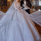 Fairytale Ball Gown Strapless Tulle Sequin Long Wedding Dresses C198