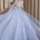 Fairytale Ball Gown Strapless Tulle Sequin Long Wedding Dresses C198