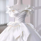 Princess Ball Gown Off The Shoulder Satin Long Wedding Dresses C199