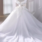 Princess Ball Gown Off The Shoulder Satin Long Wedding Dresses C199