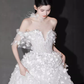 Princess Ball Gown Off The Shoulder Tulle Flowers Long Wedding Dresses C200