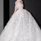 Princess Ball Gown Off The Shoulder Tulle Flowers Long Wedding Dresses C200