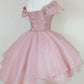 Cute Ball Gown Off The Shoulder Lace Pink Homecoming Dress Short Birthday Outfit C2044