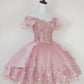 Cute Ball Gown Off The Shoulder Lace Pink Homecoming Dress Short Birthday Outfit C2044