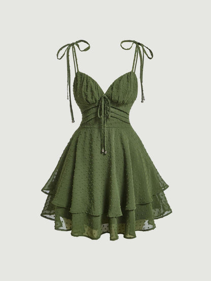 Robe de soirée courte à bretelles spaghetti en ligne A verte, tenue d'anniversaire C2048