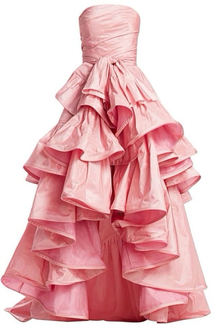 Modest Ball Gown Strapless Pink Taffeta Long Prom Dress Evening Dresses With Ruffles C2050