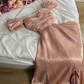 Modest A Line Strapless Silk Satin Long Pink Prom Dress Evening Dresses C2053