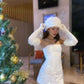 Simple Sheath Strapless White Sequin Short Homecoming Dresses 21st Birthday Outfit With Gloves C2060