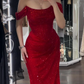 Elegant Mermaid Off-shoulder Sequined Slim Fit Prom Dress Long Evening Dresses C2065