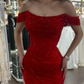 Elegant Mermaid Off-shoulder Sequined Slim Fit Prom Dress Long Evening Dresses C2065