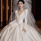 Princess Ball Gown V neckline Long Sleeves Lace Wedding Dresses C206