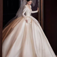 Princess Ball Gown V neckline Long Sleeves Lace Wedding Dresses C206