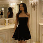 Simple A Line Strapless Black Velvet Homecoming Dresses 21st Birthday Outfit C2086