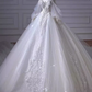 Princess Ball Gown Scoop neckline Long Sleeves Tulle Wedding Dresses C208