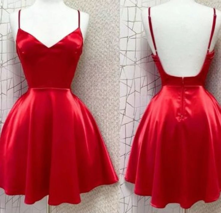 Cute A line Spaghetti Straps Red Short Homecoming Dresses 21st Birthday Outfit C2092